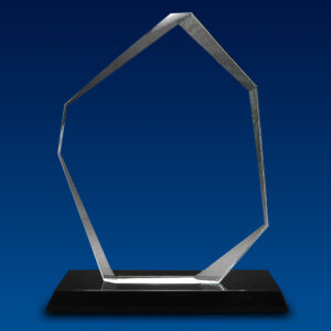 TROFEO DE VIDRIO HEXAGONAL